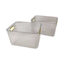 Decorative Acrylic Storage Basket - Clear Organizer with Gold Handles