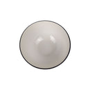 Generic Porcelain Mini Soup Bowl, White, Ribbed Design With Dark Rim For Ramen & Daily Meals