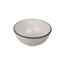 Generic Porcelain Mini Soup Bowl, White, Ribbed Design With Dark Rim For Ramen & Daily Meals