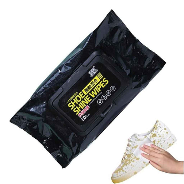 Shoe Shine Cleaning Wipes – Pack Of 80 Pre-Moistened Wet Tissues For Sneakers & Leather Shoes