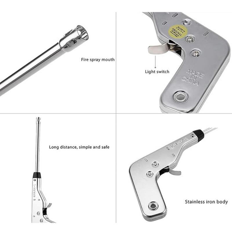 Long-Handled Gas Stove Lighter - Durable Stainless Steel Design, Safe & Easy to Use