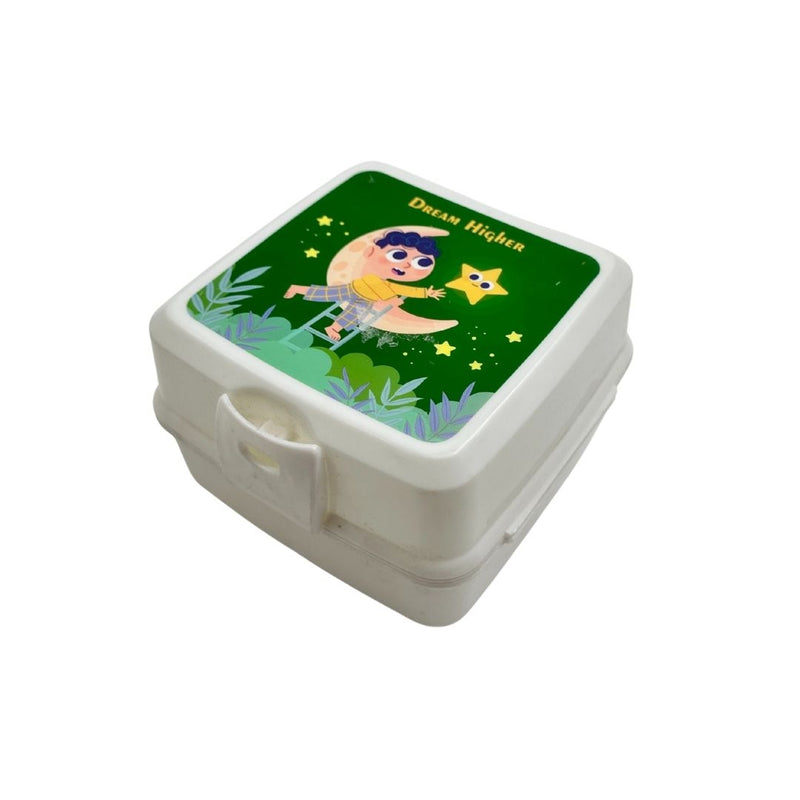 علبة طعام للأطفال بتصميم الفضاء والديناصورات آمنة للمايكروويف مع ملعقة وشوكة