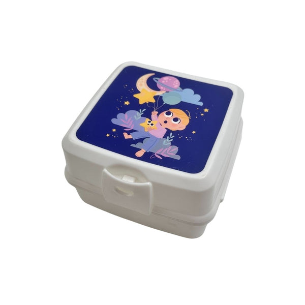 علبة طعام للأطفال بتصميم الفضاء والديناصورات آمنة للمايكروويف مع ملعقة وشوكة