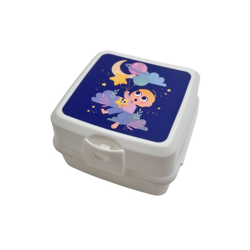 علبة طعام للأطفال بتصميم الفضاء والديناصورات آمنة للمايكروويف مع ملعقة وشوكة