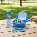 M Design Lunch Box And Water Bottle Set PP5 Plastic For School Work And Daily Use
