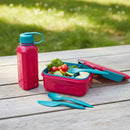 M Design Lunch Box Set With Water Bottle And Cutlery PP5 Plastic For School Work And Daily Meals