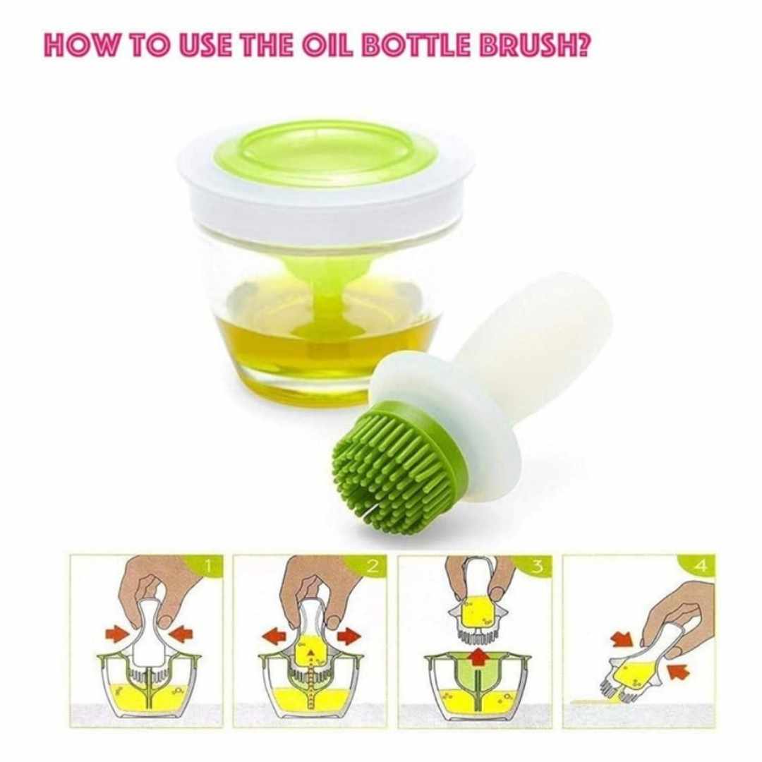 Oil applicator with soft silicone brush for mess-free kitchen use | Cupindy