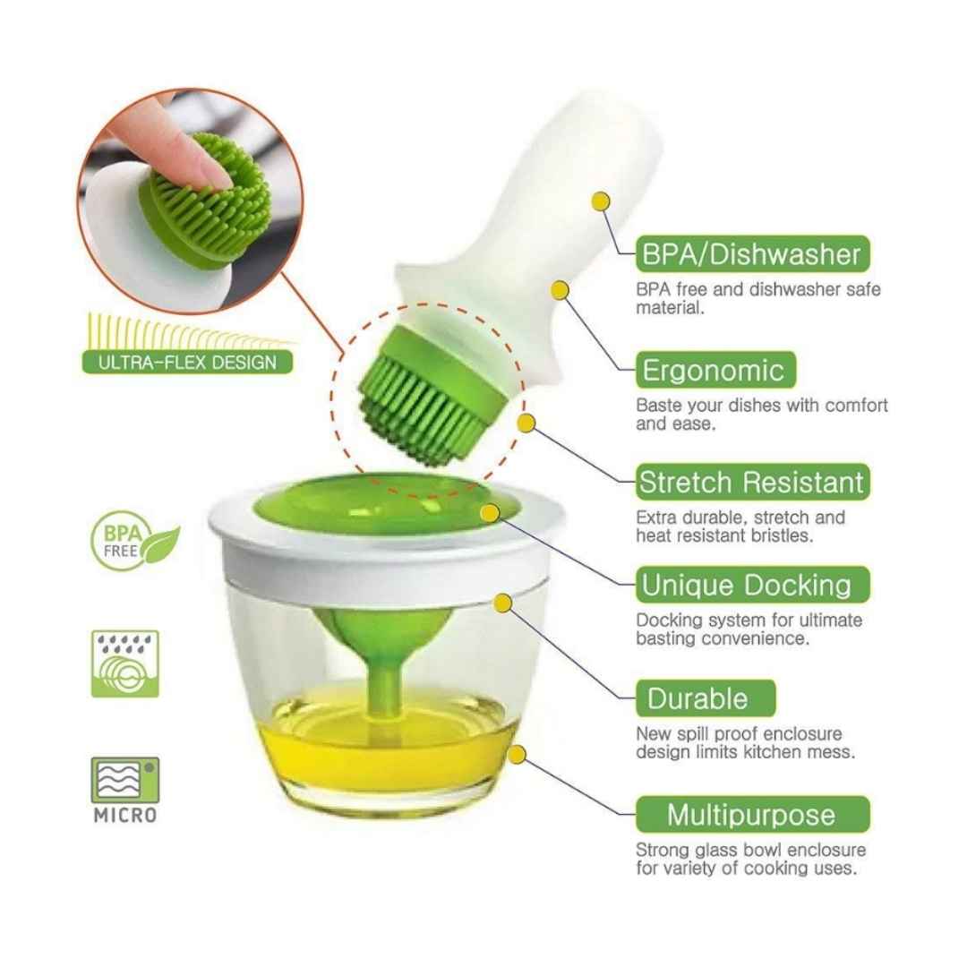 Cooking oil dispenser bottle with silicone brush for BBQ and pastry | Cupindy