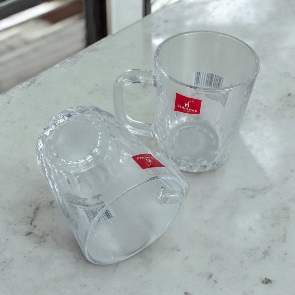 Blinkmax 205ml Glass Mug Set Of 6 - Durable And Classic Design For Hot And Cold Beverages