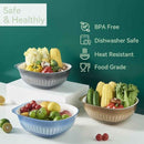 Plastic Double Layer Colander with Handles and Bowl for Washing and Draining Vegetables and Fruits