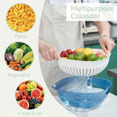 Plastic Double Layer Colander with Handles and Bowl for Washing and Draining Vegetables and Fruits