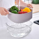 Plastic Double Layer Square Colander with Transparent Bowl for Washing and Draining Vegetables