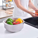 Plastic Double Layer Square Colander with Transparent Bowl for Washing and Draining Vegetables