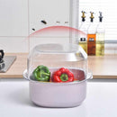 Plastic Double Layer Square Colander with Transparent Bowl for Washing and Draining Vegetables
