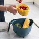 Plastic Double Layer Vegetable Washing Basket with Removable Colander Strainer for Kitchen Use