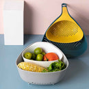 Plastic Double Layer Vegetable Washing Basket with Removable Colander Strainer for Kitchen Use