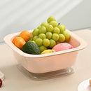 Plastic Square Double Layer Colander with Transparent Bowl for Washing and Draining Vegetables