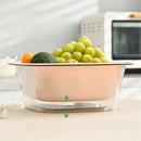 Plastic Square Double Layer Colander with Transparent Bowl for Washing and Draining Vegetables