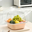 Plastic Square Double Layer Colander with Transparent Bowl for Washing and Draining Vegetables