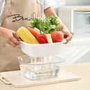 Plastic Square Double Layer Colander with Transparent Bowl for Washing and Draining Vegetables