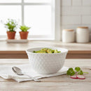 Elegant Porcelain Serving Bowl Small White With Textured Design For Daily Dining
