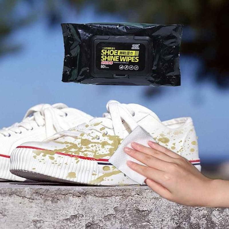 Shoe Shine Cleaning Wipes – Pack Of 80 Pre-Moistened Wet Tissues For Sneakers & Leather Shoes