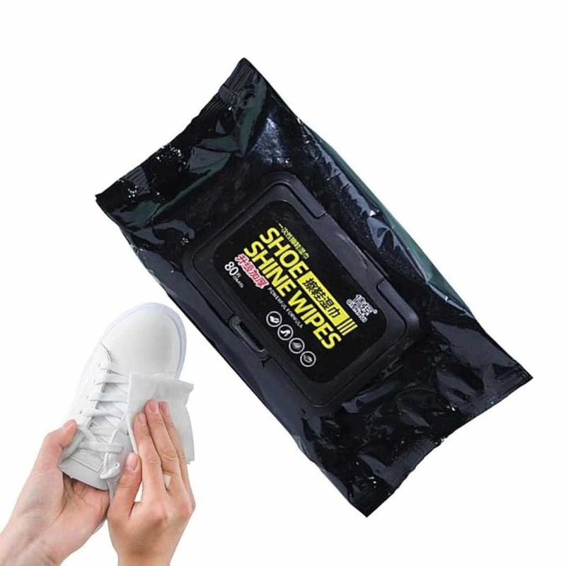 Shoe Shine Cleaning Wipes – Pack Of 80 Pre-Moistened Wet Tissues For Sneakers & Leather Shoes