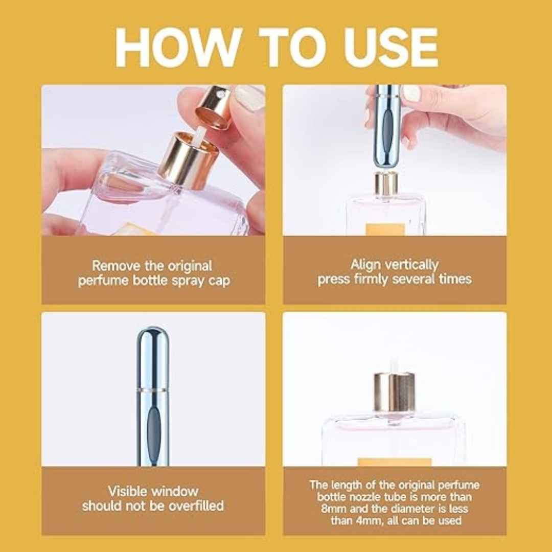 Refillable Perfume Atomizer Spray Bottle 5ml – Portable Mini Travel Scent Pump, Select Colors