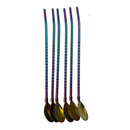 Colorful Stainless Steel Straw Spoon Set – 6-Piece Reusable Cocktail & Beverage Stirring Straws