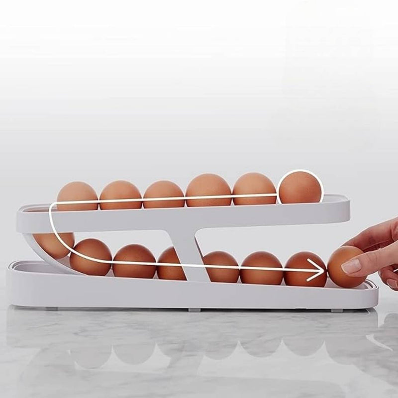 Gravity-Fed Egg Dispenser Organizer – Rolling Rack For Fridge Storage & Easy Egg Access