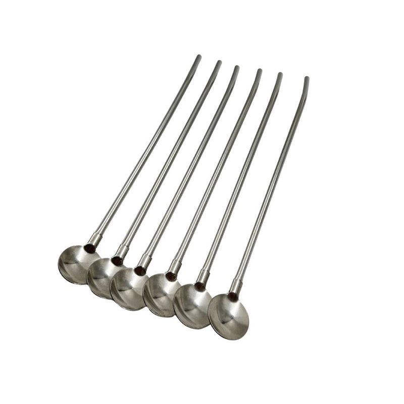 Colorful Stainless Steel Straw Spoon Set – 6-Piece Reusable Cocktail & Beverage Stirring Straws