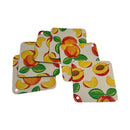 Set Of 6 Linen Coasters With Fruit Prints – Heat-Resistant Insulated Cup Pads