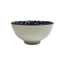 طقم ٤ بولات سيراميك أنيق باللونين الأزرق والأبيض للتقديم وتناول الطعام