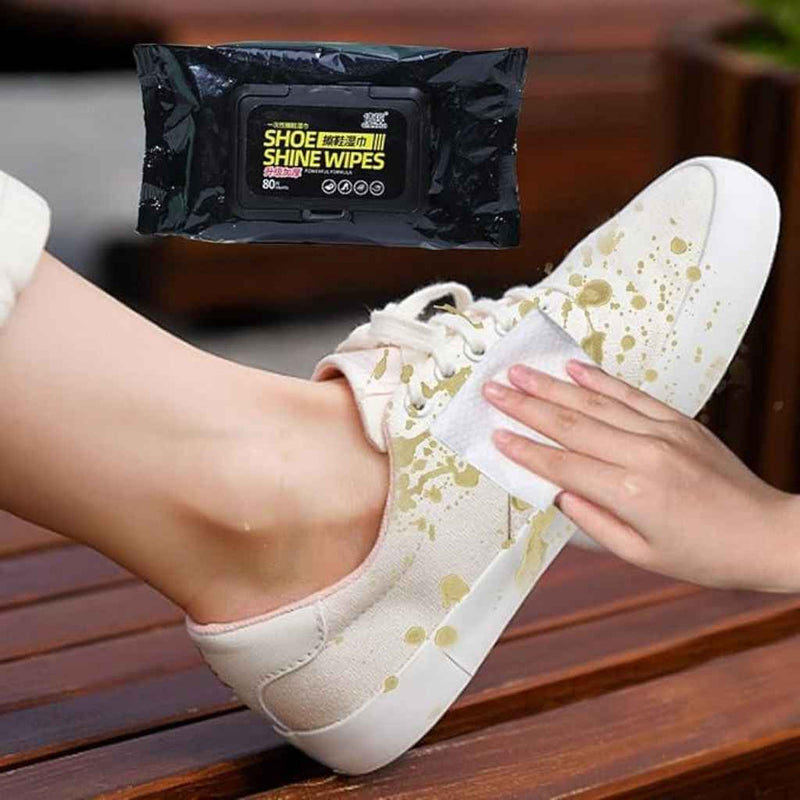 Shoe Shine Cleaning Wipes – Pack Of 80 Pre-Moistened Wet Tissues For Sneakers & Leather Shoes