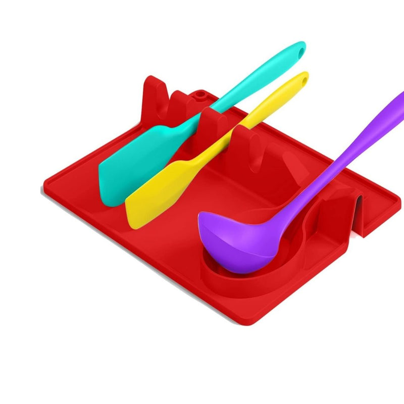 Silicone Spoon Rest – Heat-Resistant Kitchen Utensil Holder with Drip Pad