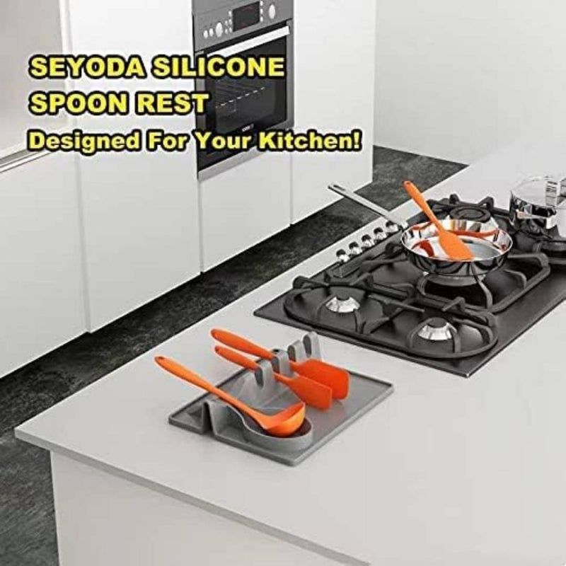 Silicone Spoon Rest – Heat-Resistant Kitchen Utensil Holder with Drip Pad