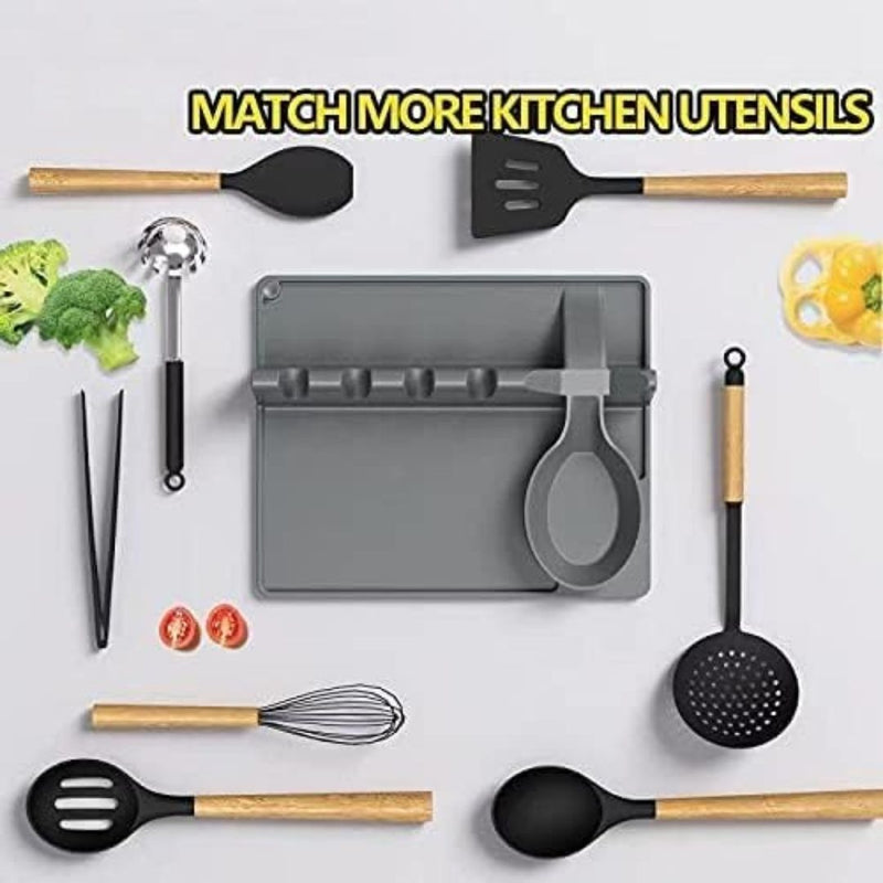Silicone Spoon Rest – Heat-Resistant Kitchen Utensil Holder with Drip Pad