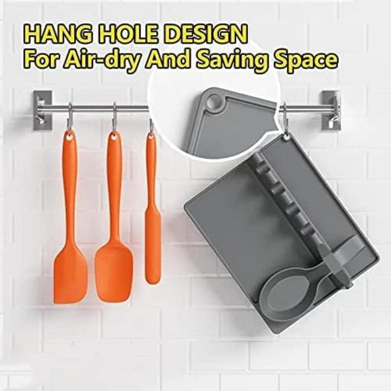 Silicone Spoon Rest – Heat-Resistant Kitchen Utensil Holder with Drip Pad