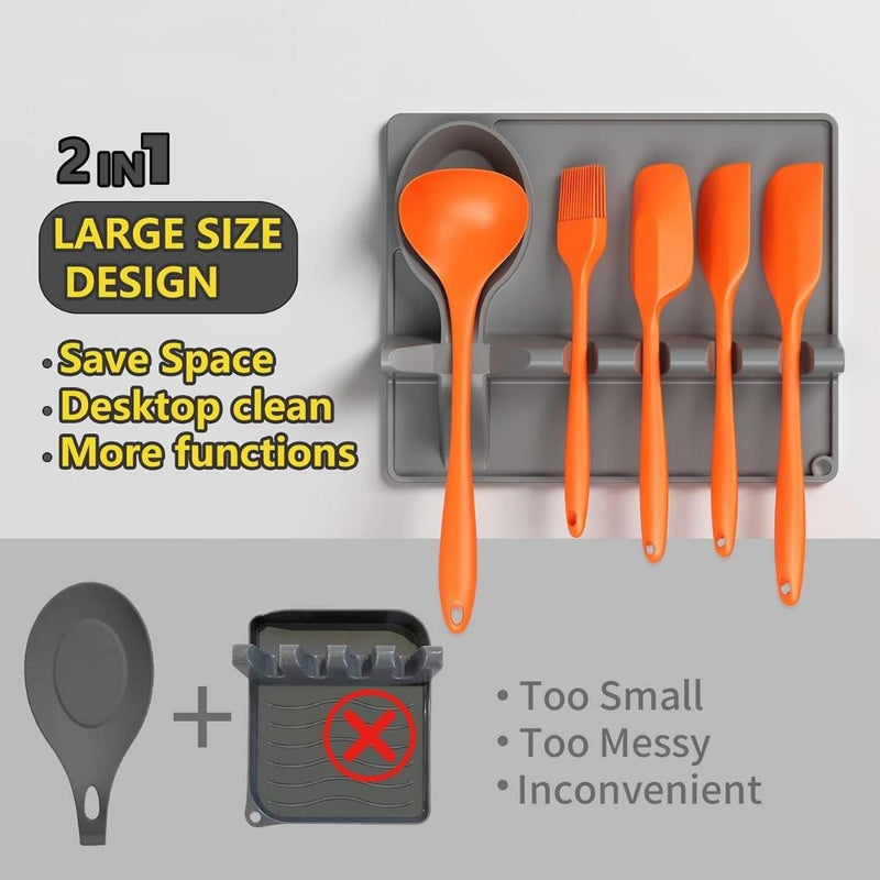 Silicone Spoon Rest – Heat-Resistant Kitchen Utensil Holder with Drip Pad
