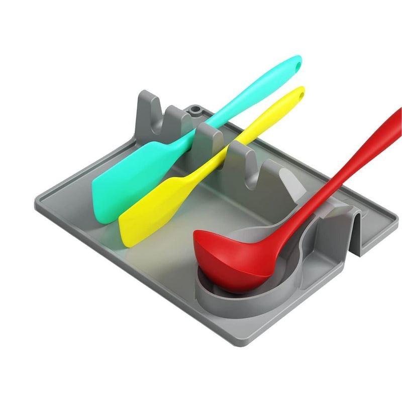 Silicone Spoon Rest – Heat-Resistant Kitchen Utensil Holder with Drip Pad