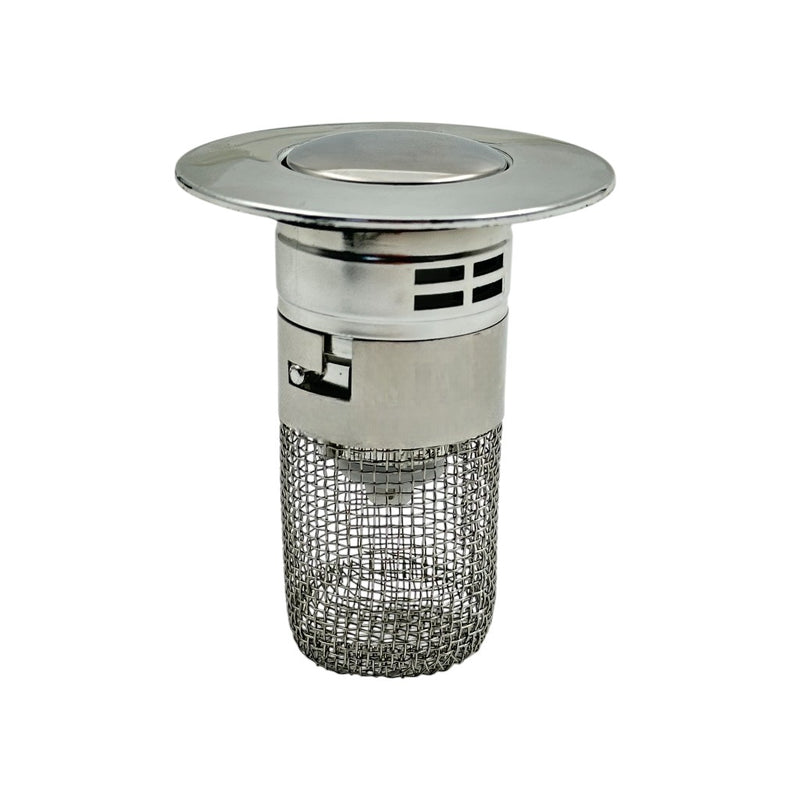 Sink Drain Stopper with Anti-Clog Mesh Filter, Plastic & Stainless Steel Basket for Kitchen