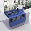 Sofa Armrest Organizer Tray Large Silicone With Cup Holder For Remotes, Phone & Anti-Spill Use