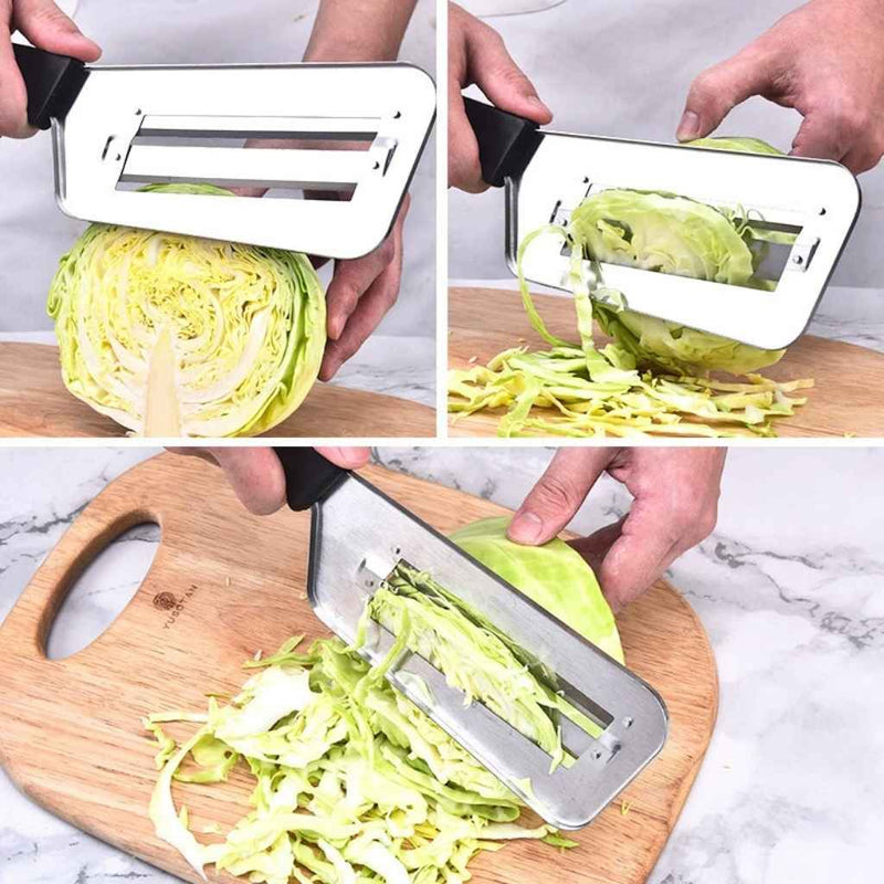 Stainless Steel Vegetable Slicer With Wooden Handle – Manual Cutter For Cabbage & Lettuce