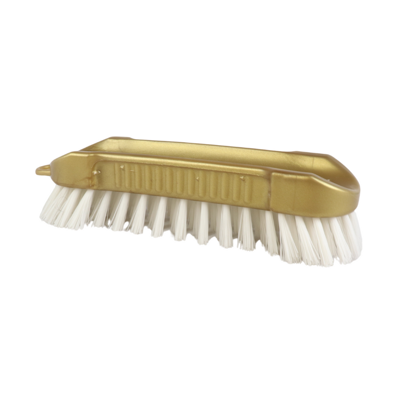 Haug Bürsten Heavy-Duty Scrub Brush with Sturdy Bristles and Comfortable Grip - Gold Handle