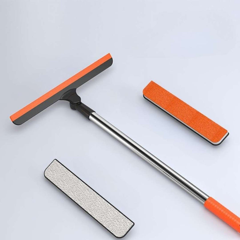 Adjustable window squeegee with long pole and three interchangeable heads | Cupindy