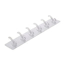 Transparent Wall Hook Rack – Adhesive 6-Hook Strip For Kitchen & Bathroom Organization