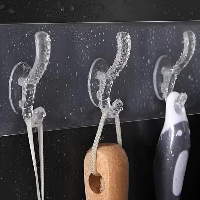 Transparent Wall Hook Rack – Adhesive 6-Hook Strip For Kitchen & Bathroom Organization