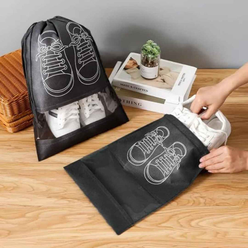 Waterproof Travel Shoe Bag With Transparent Window – Dustproof Drawstring Storage Pouch