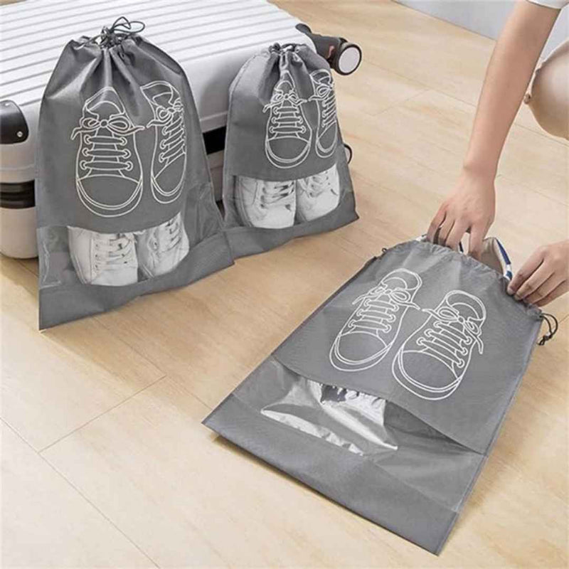 Waterproof Travel Shoe Bag With Transparent Window – Dustproof Drawstring Storage Pouch
