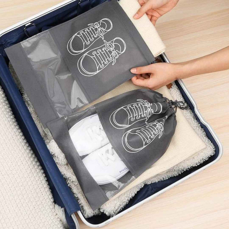 Waterproof Travel Shoe Bag With Transparent Window – Dustproof Drawstring Storage Pouch